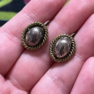 VTG Southwestern Laton Taxco Mexico Sterling Silver 925 Gold Pierced Earrings